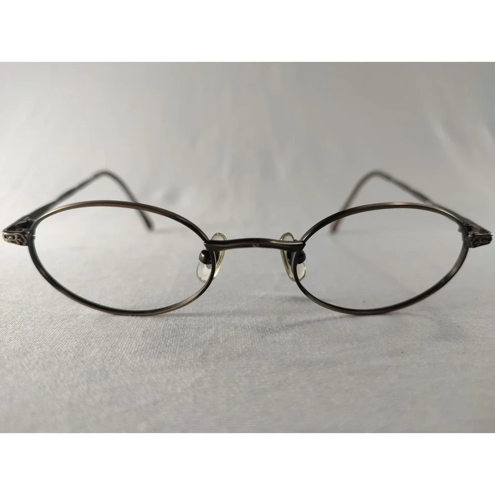 VTG Laura Ashley Ruth Antique Gold Oval Eyeglass Frames 47-20-135 Engraved Japan